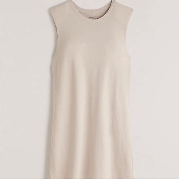 | abercrombie & fitch • taupe padded shoulder mini t-shirt dress • medium | - Picture 5 of 11
